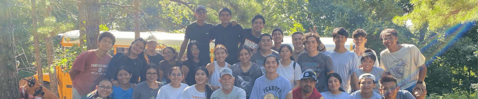 Outdoor Group Photo With Yellow School Bus